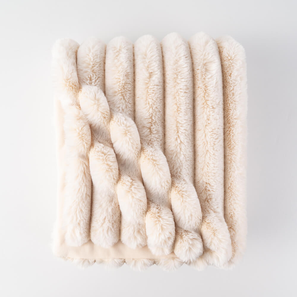 Chunky Stripe Faux Fur Blanket 1