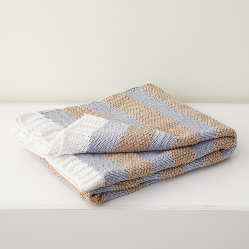 Colorful Patchwork Stripe Knit Throw - Olive Home