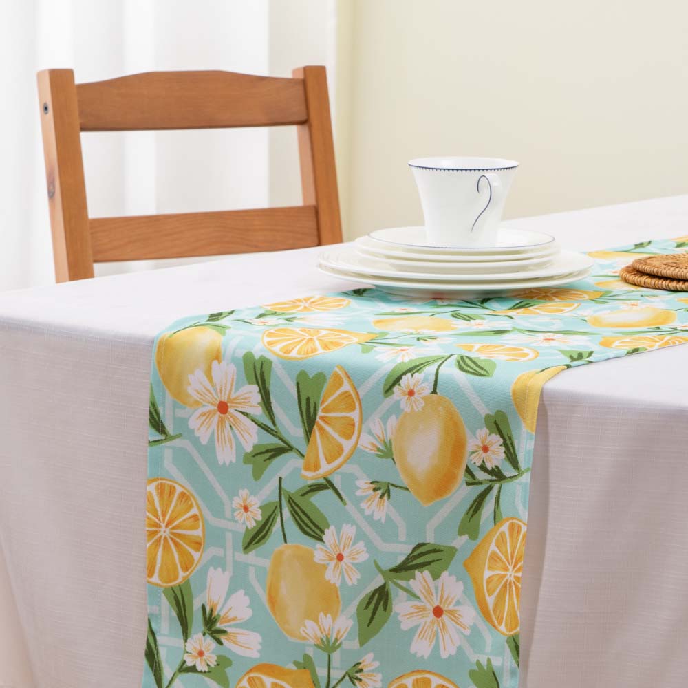 Lemons and Flowers Print Tablerunner