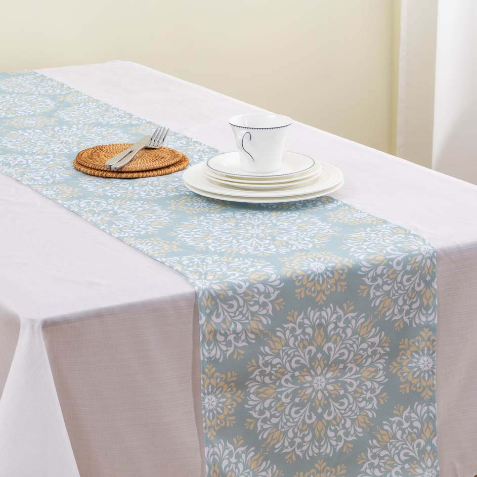 Light Blue Print Table Runner 1