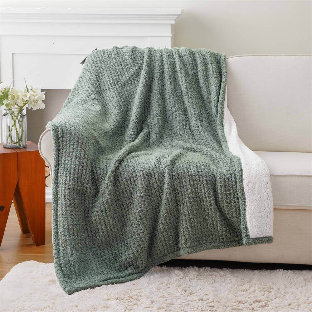 Microfiber Chenill Knit Throw with Sherpa Reverse 1 1