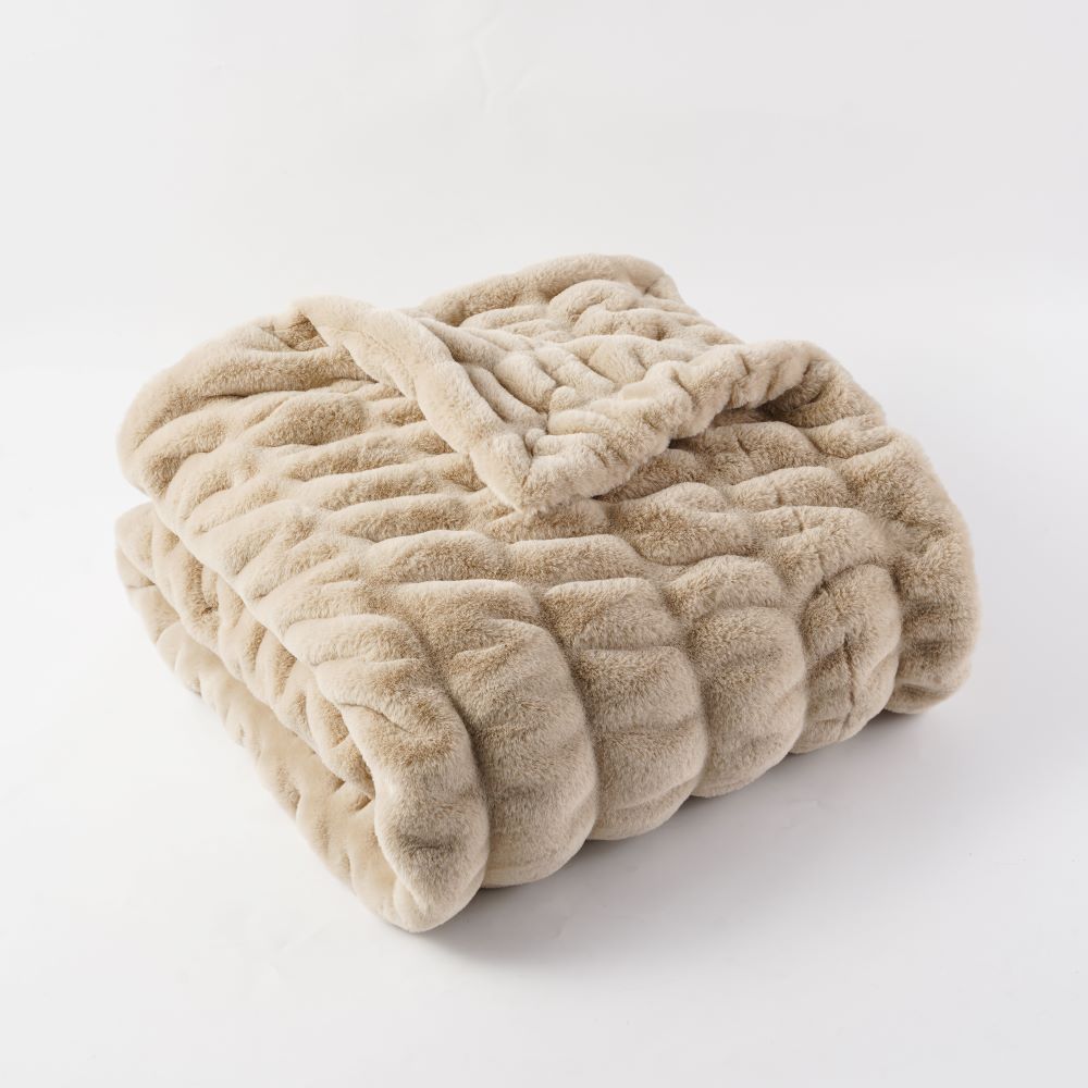 double sided ruched faux fur blanket 3 1