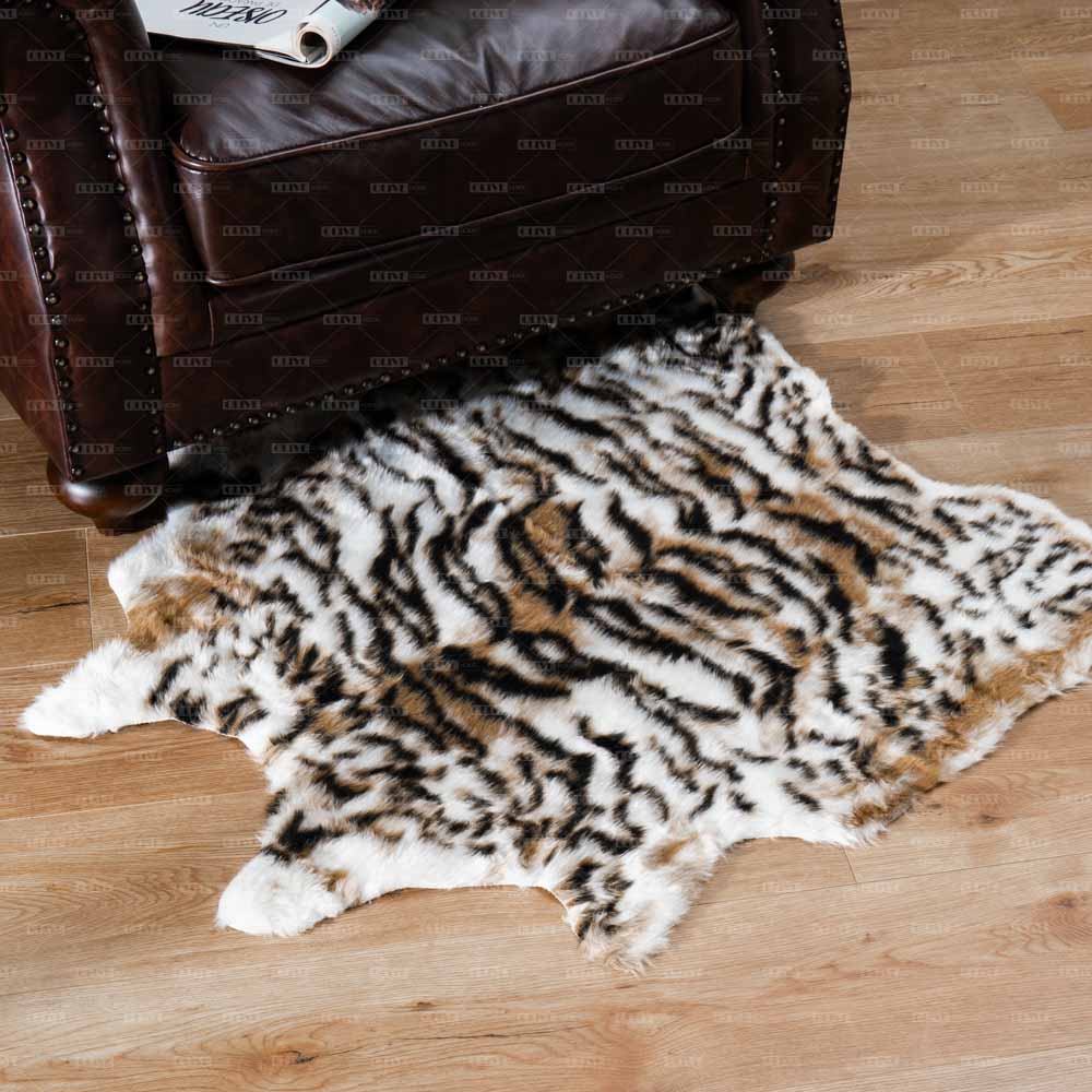 Tiger Print Faux Cowhide Area Rug - Olive Home