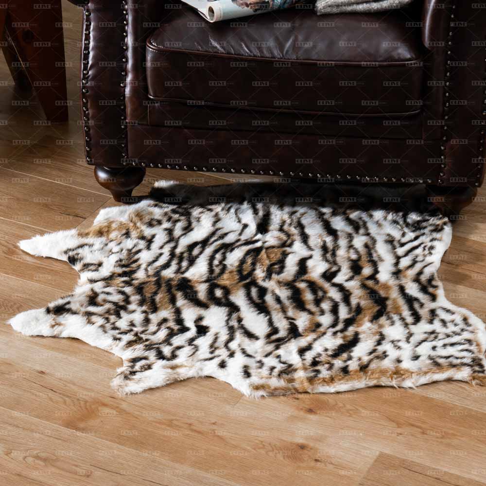 Tiger Print Faux Cowhide Area Rug - Olive Home