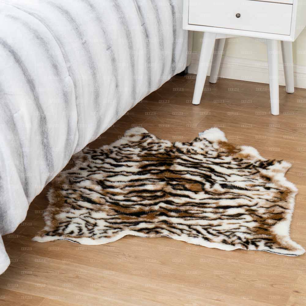 Tiger Print Faux Cowhide Area Rug - Olive Home