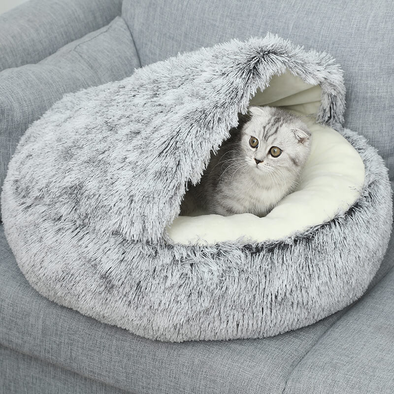 Round Comfy Warm Soft Plush Pet Cat Bed Sleeping Bag 7 1