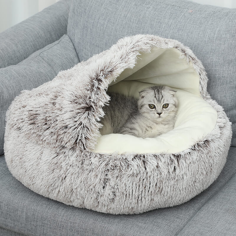 Round Comfy Warm Soft Plush Pet Cat Bed Sleeping Bag 8 1