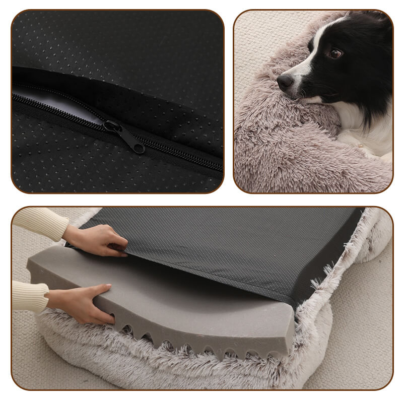 Wholesale Calming Removable Long Plush Dog Sofa Bed 5 1 1
