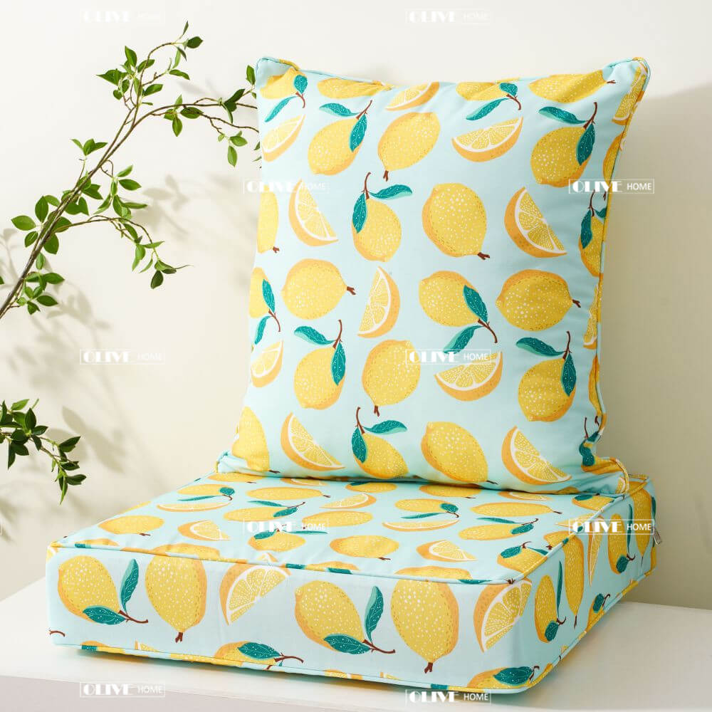 Lemon Deep Seat High Back Chair Cushions Customized Outdoor Cushion Set