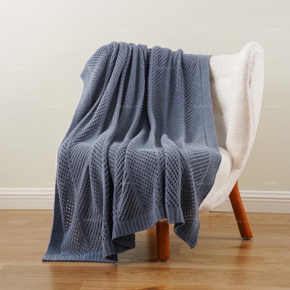 hollow out chenille knit blanket 1