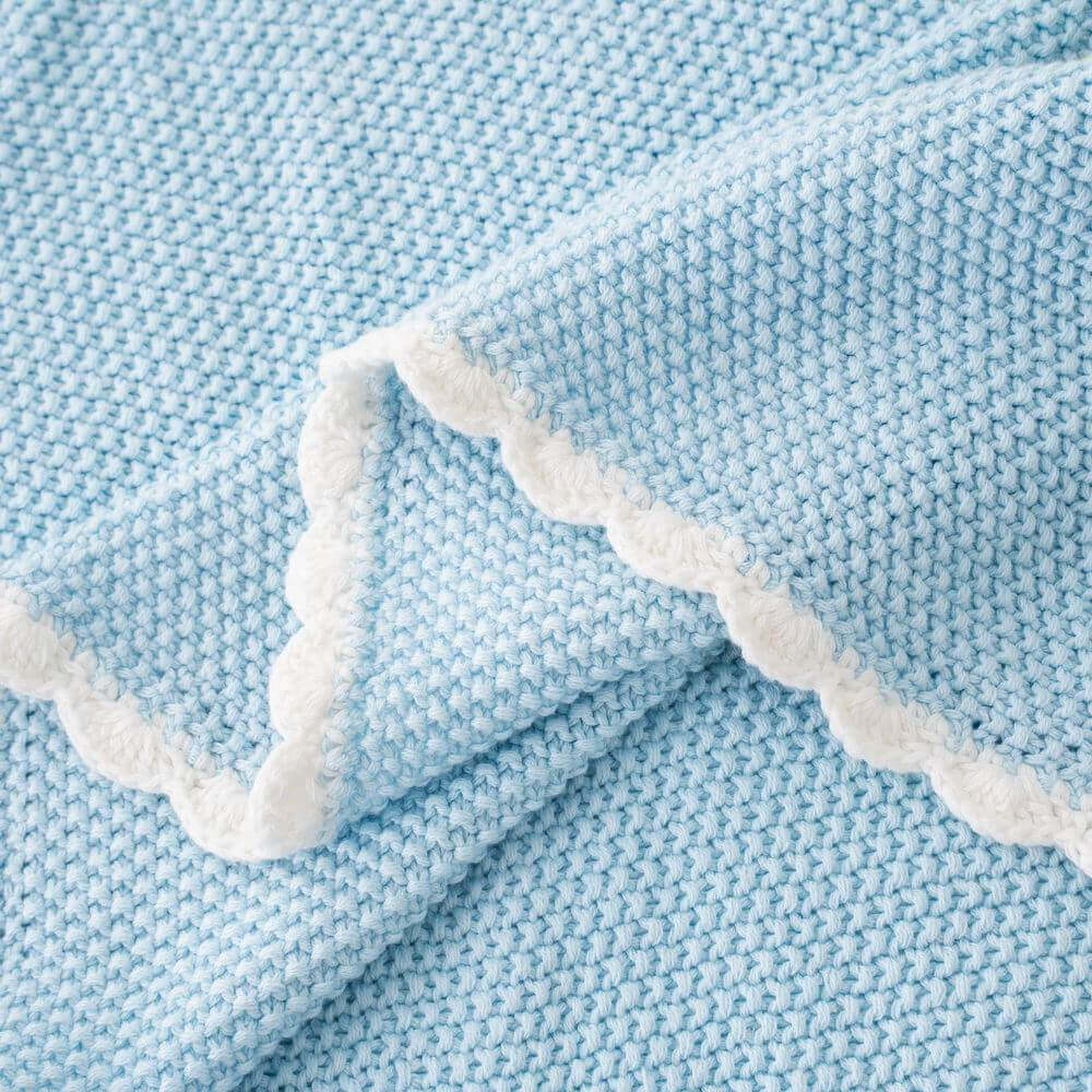 Cotton Knit Baby Blanket with Crochet Trim 7