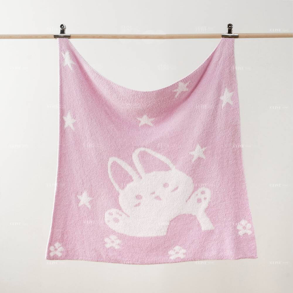 Cute Jacquard Bunny Microfiber Baby Blanket 1